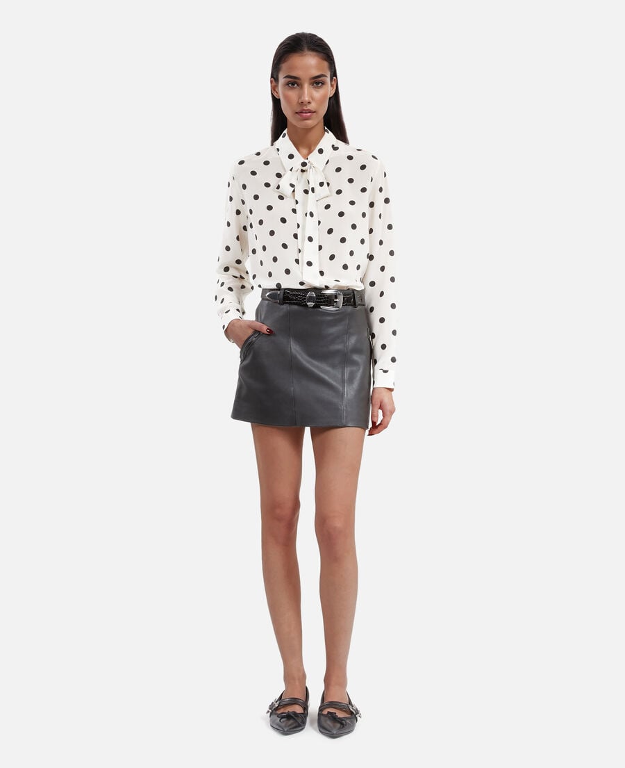 The Kooples MUJER BLACK STONE falda corta de cuero negra