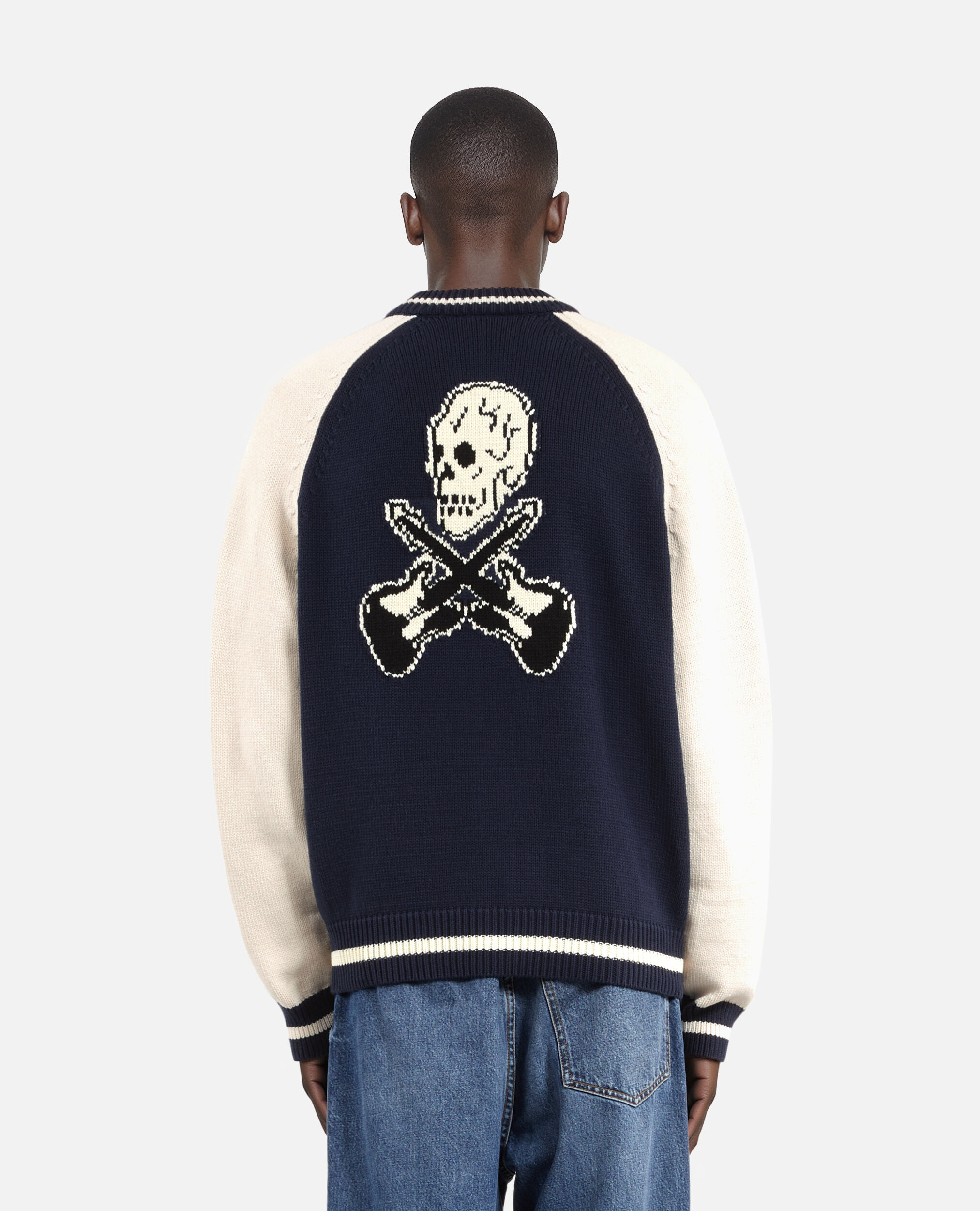 Cardigan teddy marine et écru, DARK NAVY-ECRU, hi-res image number null
