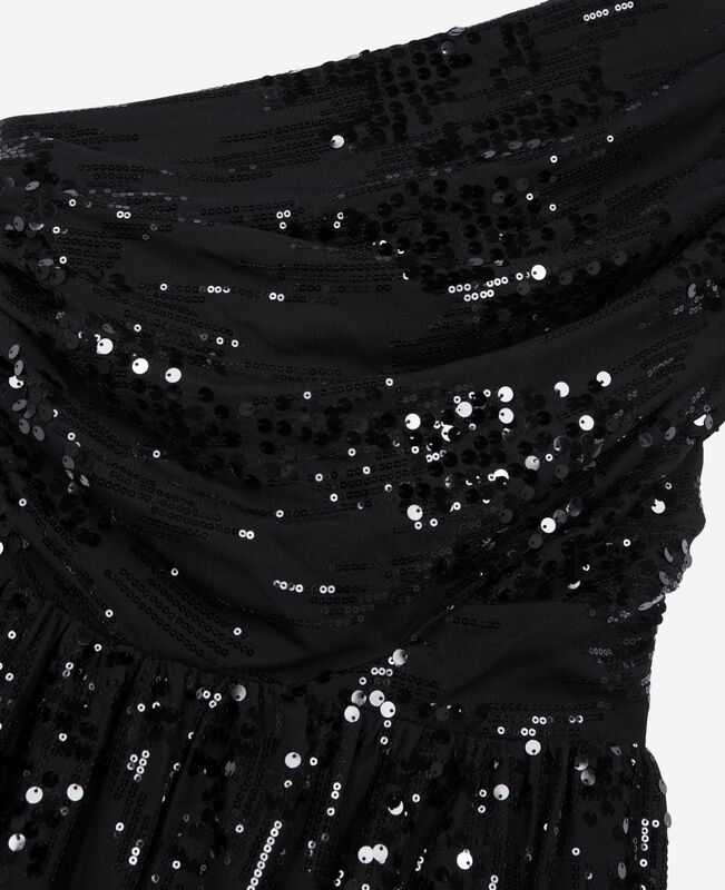 The Kooples FEMME BLACK robe courte à sequins effet drapé noire