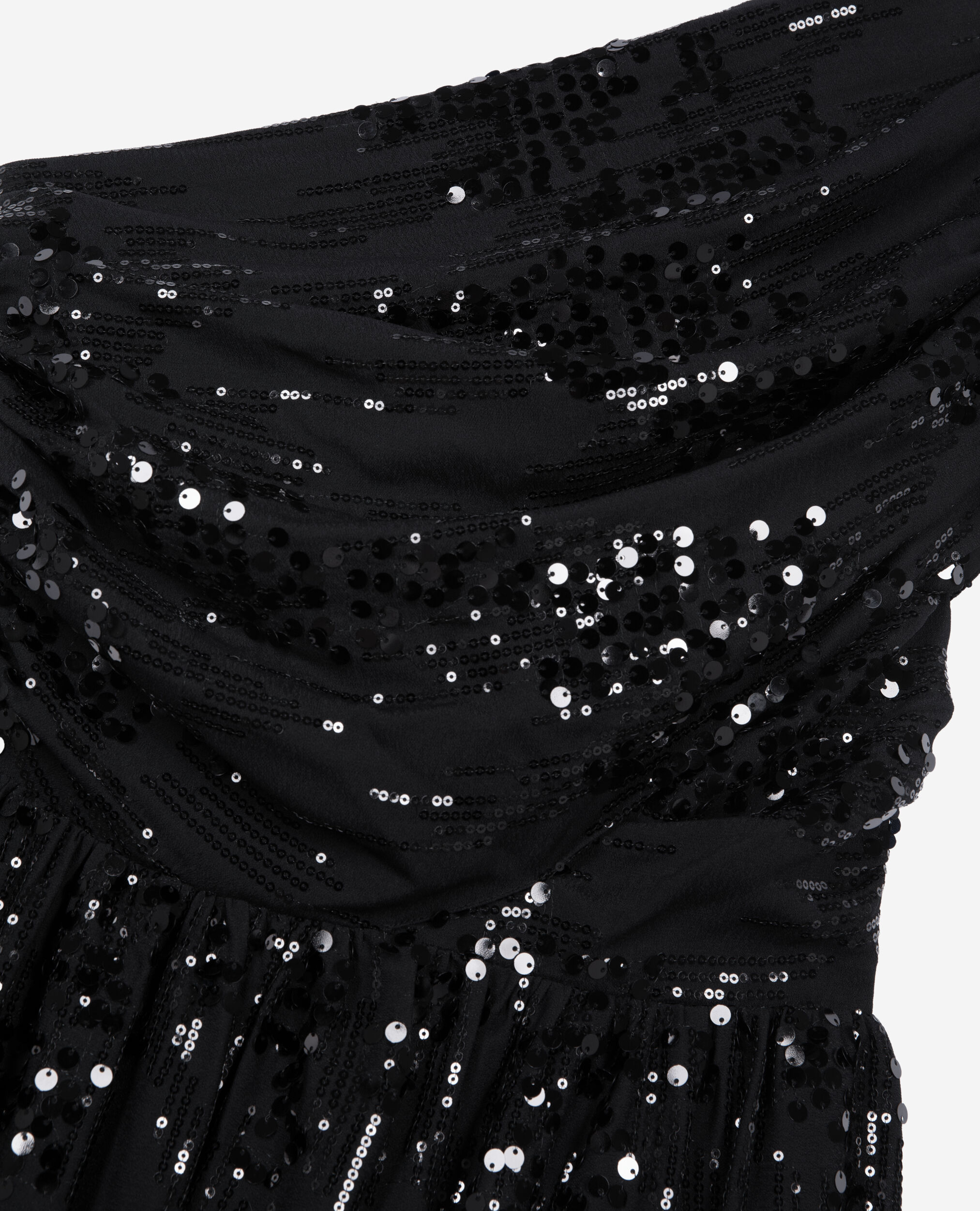 Robe courte à sequins effet drapé noire, BLACK, hi-res image number null