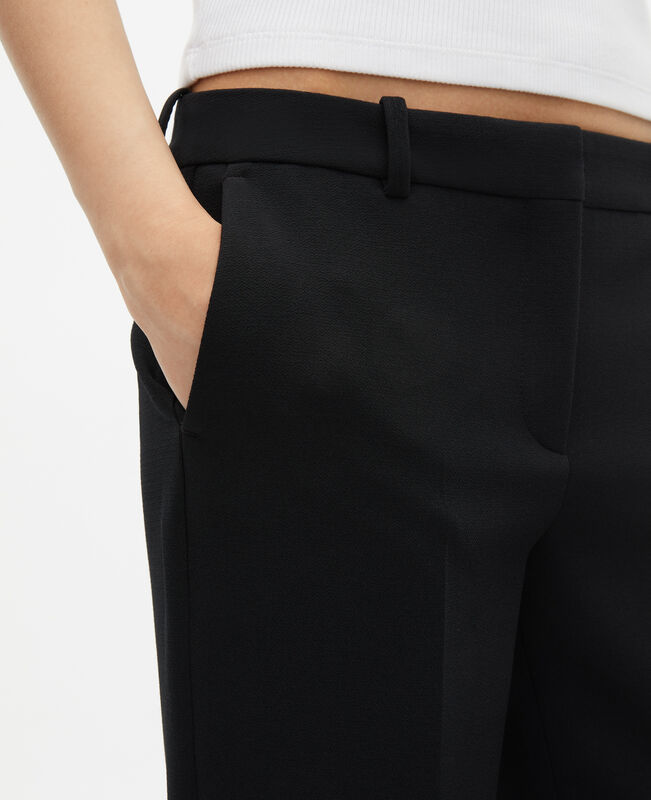 The Kooples FEMME BLACK pantalon tailleur en crêpe noir coupe droite
