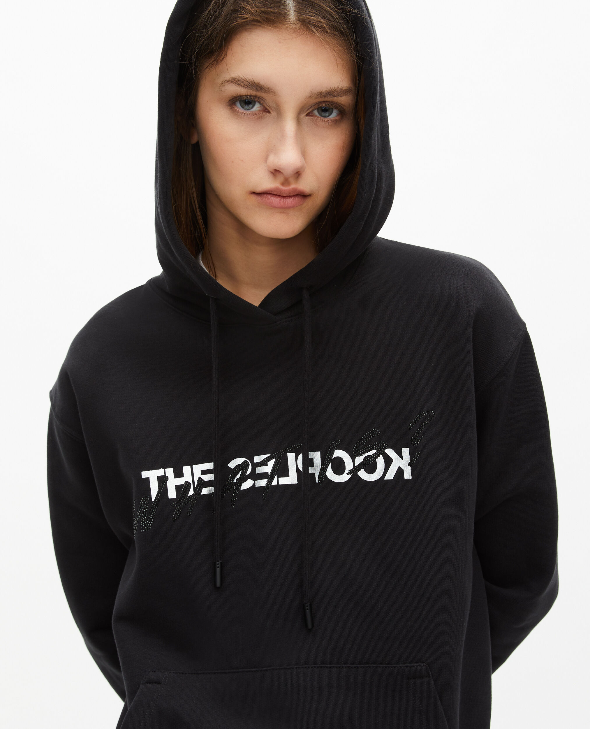 Sweatshirt à capuche What is avec strass noir, BLACK, hi-res image number null