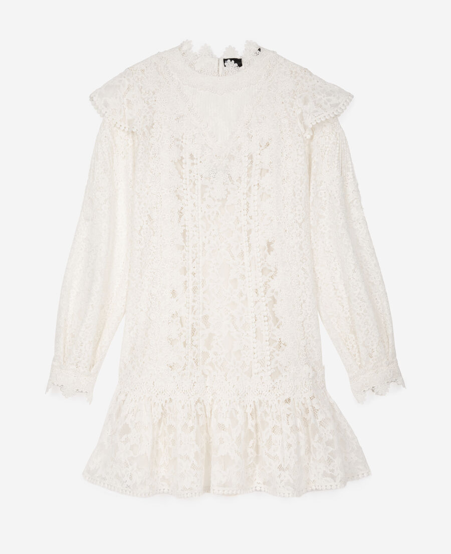 The Kooples WOMEN ECRU short dress in ecru lace