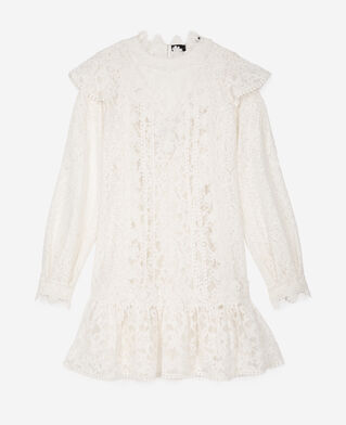 The Kooples WOMEN ECRU short dress in ecru lace