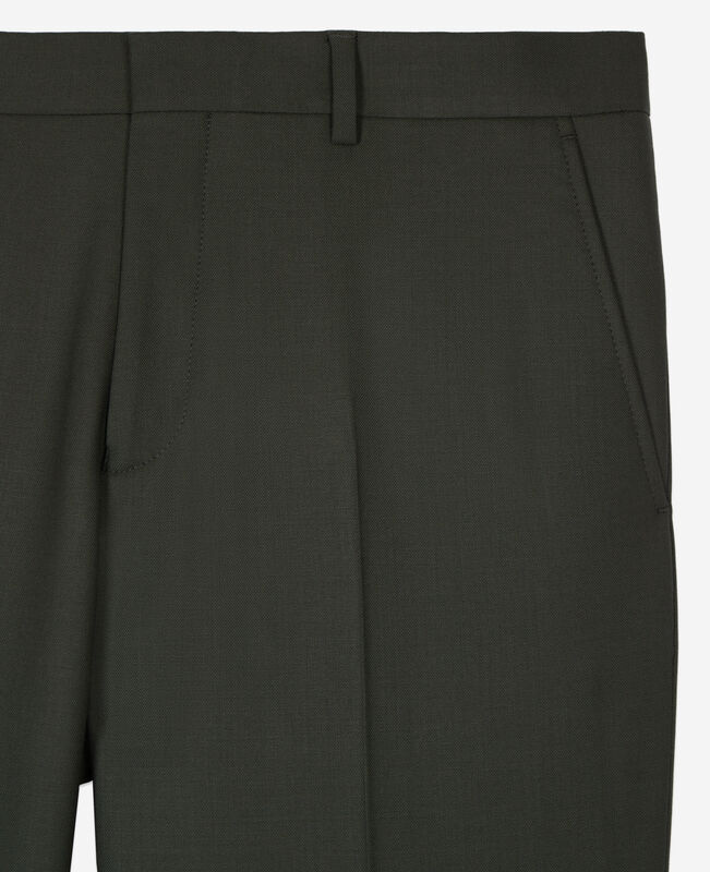 The Kooples HOMME KAKI pantalon de costume en laine kaki coupe ajustée