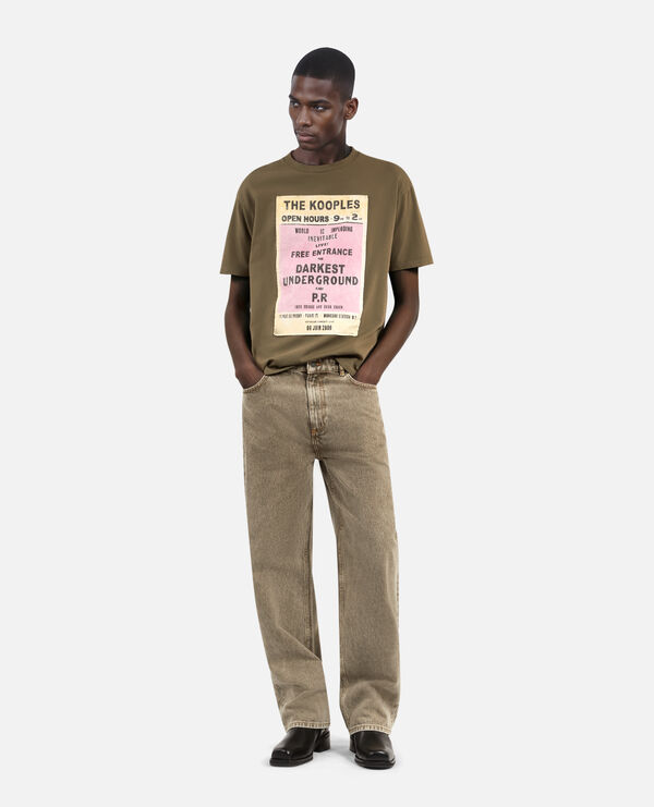 The Kooples HOMME OLIVE KAKI t-shirt avec sérigraphie kaki
