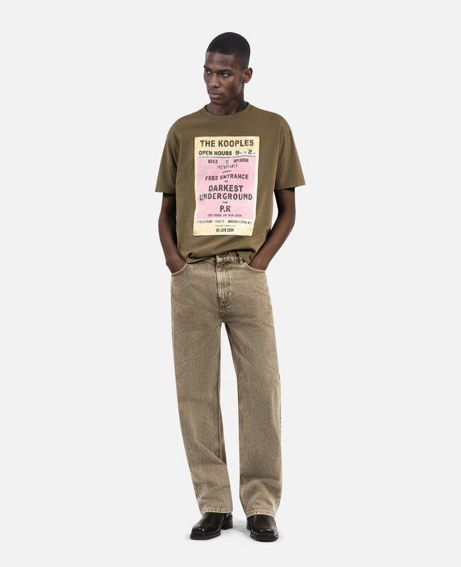 The Kooples HOMME OLIVE KAKI t-shirt avec sérigraphie kaki