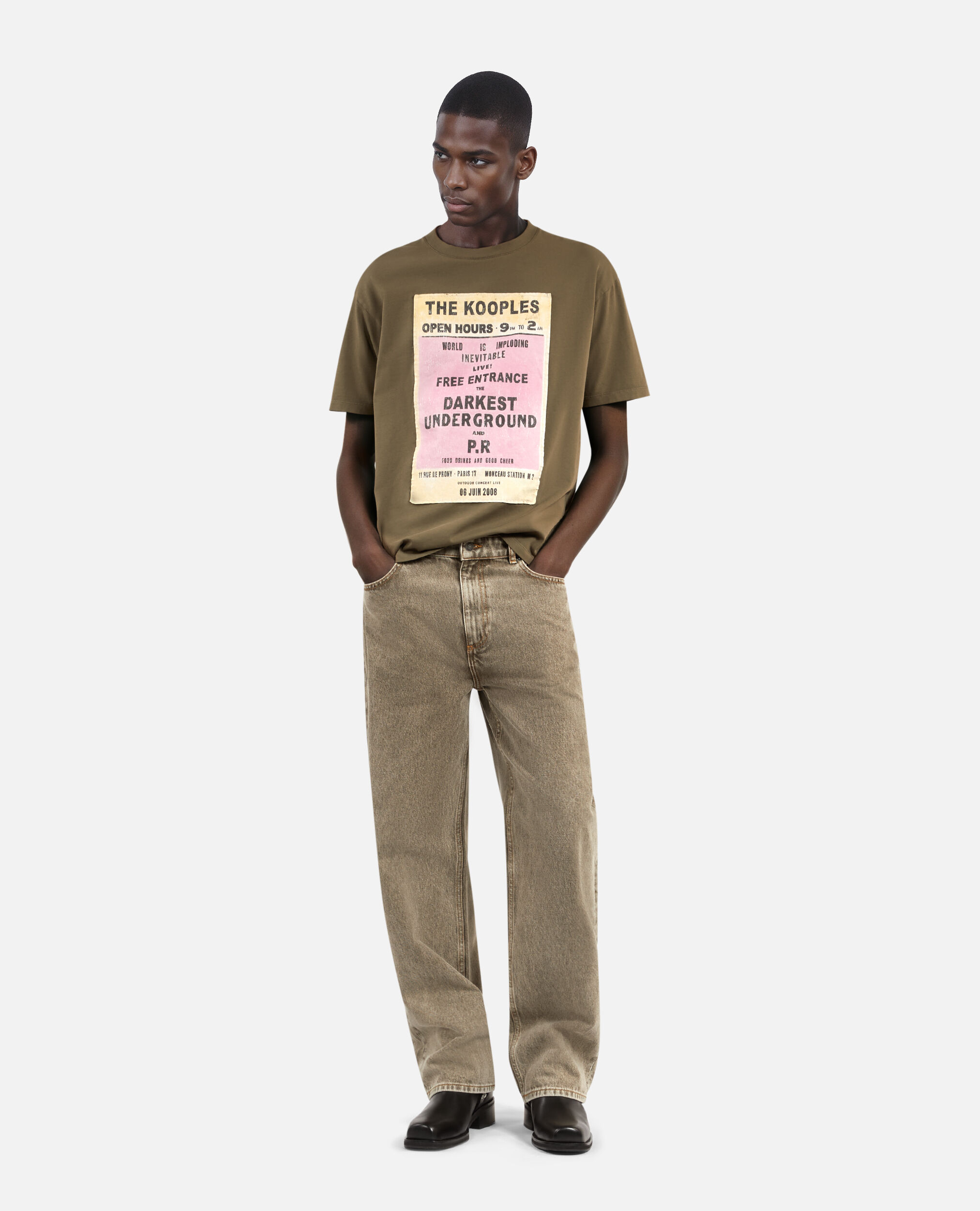 T-shirt avec sérigraphie kaki, OLIVE KAKI, hi-res image number null