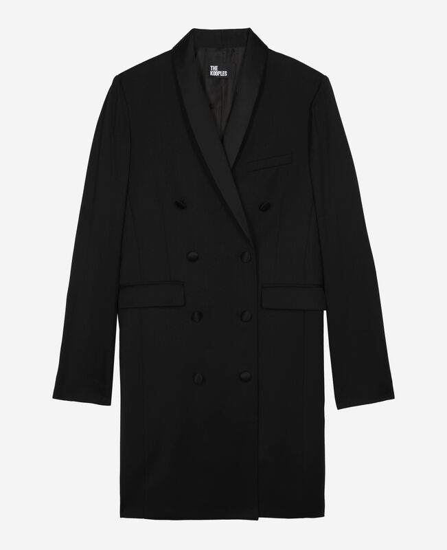 The Kooples FEMME BLACK robe tailleur courte en laine noire
