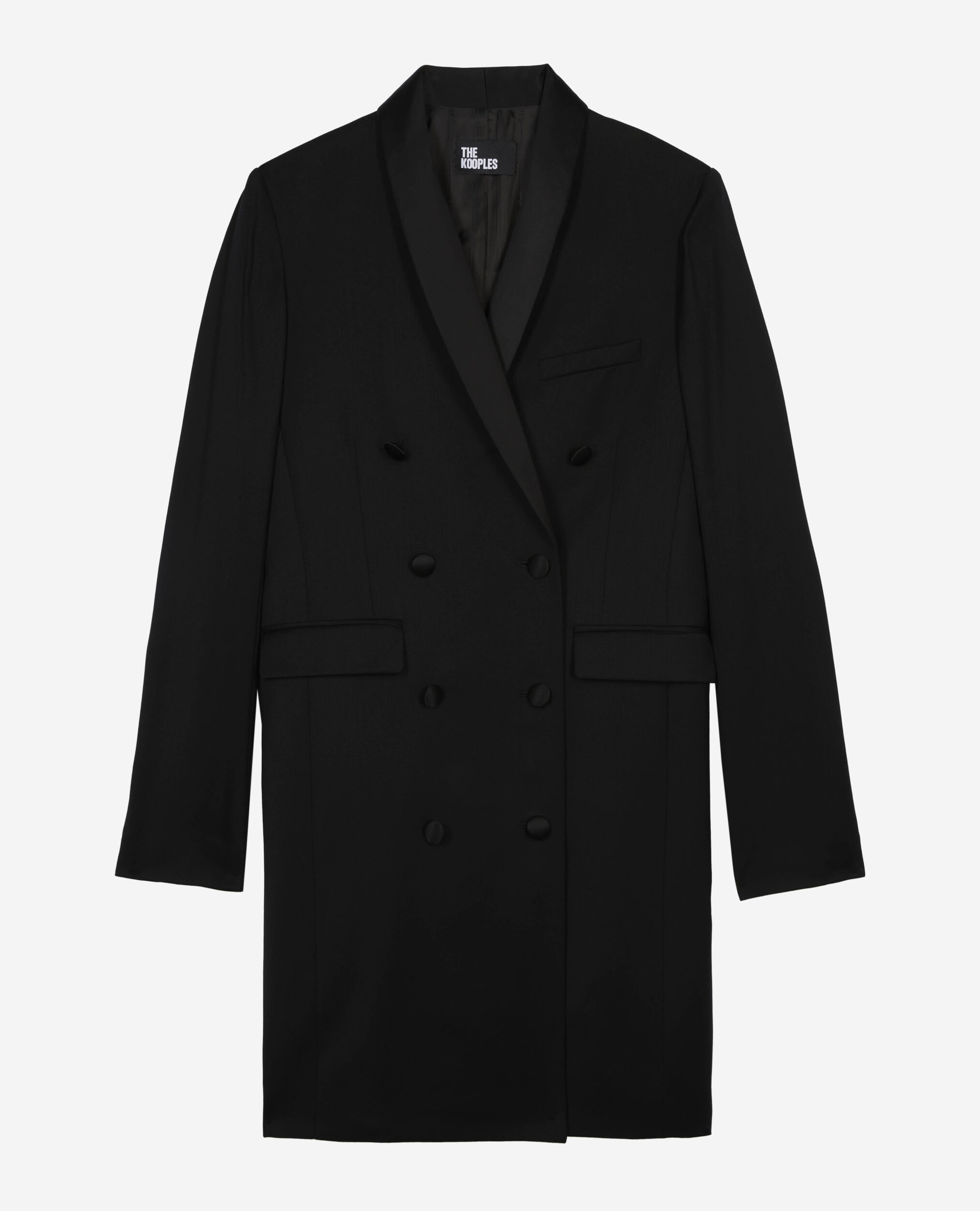Robe tailleur courte en laine noire, BLACK, hi-res image number null