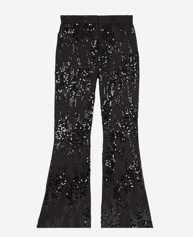 The Kooples FEMME BLACK pantalon flare à sequins noir