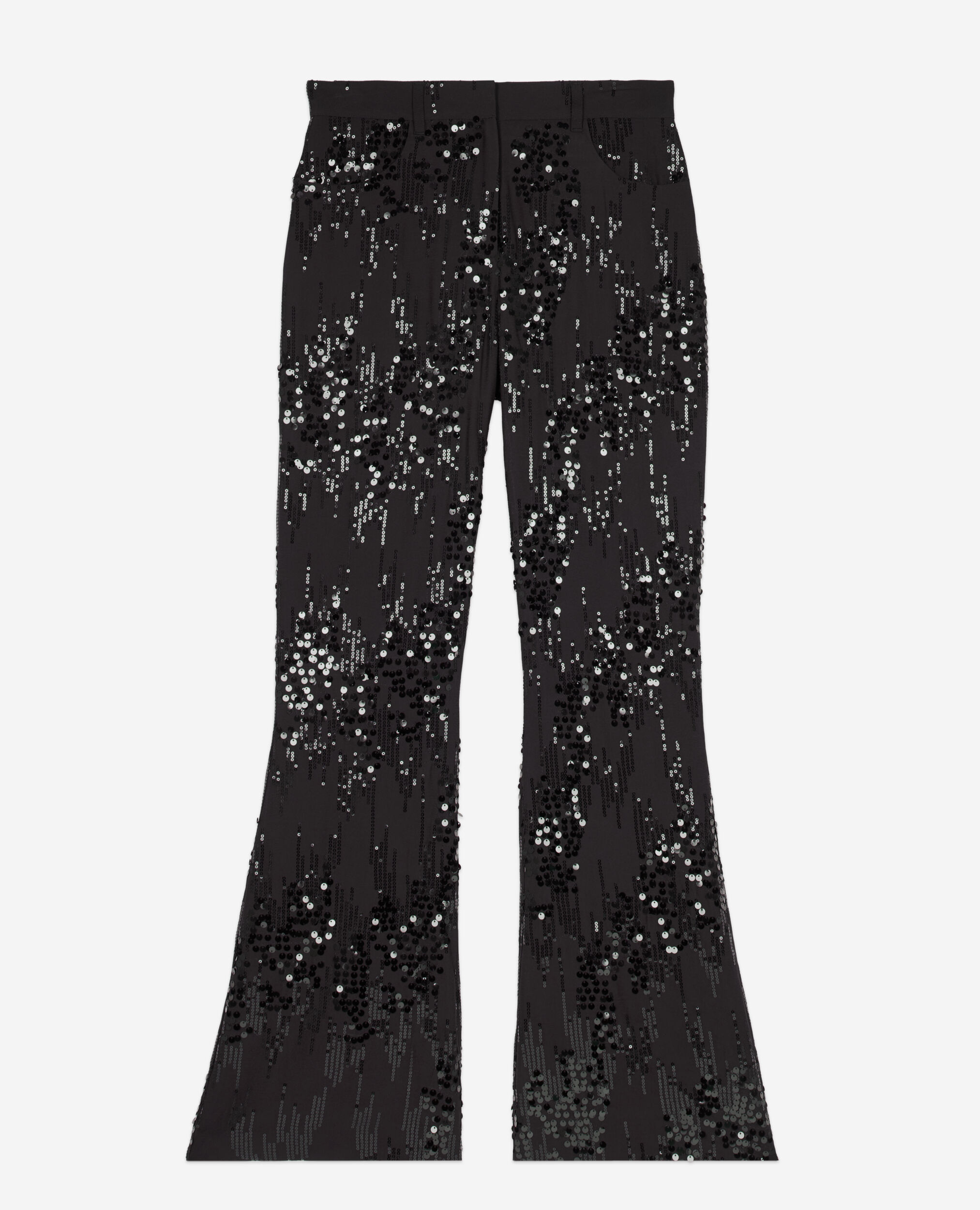 Pantalon flare à sequins noir, BLACK, hi-res image number null