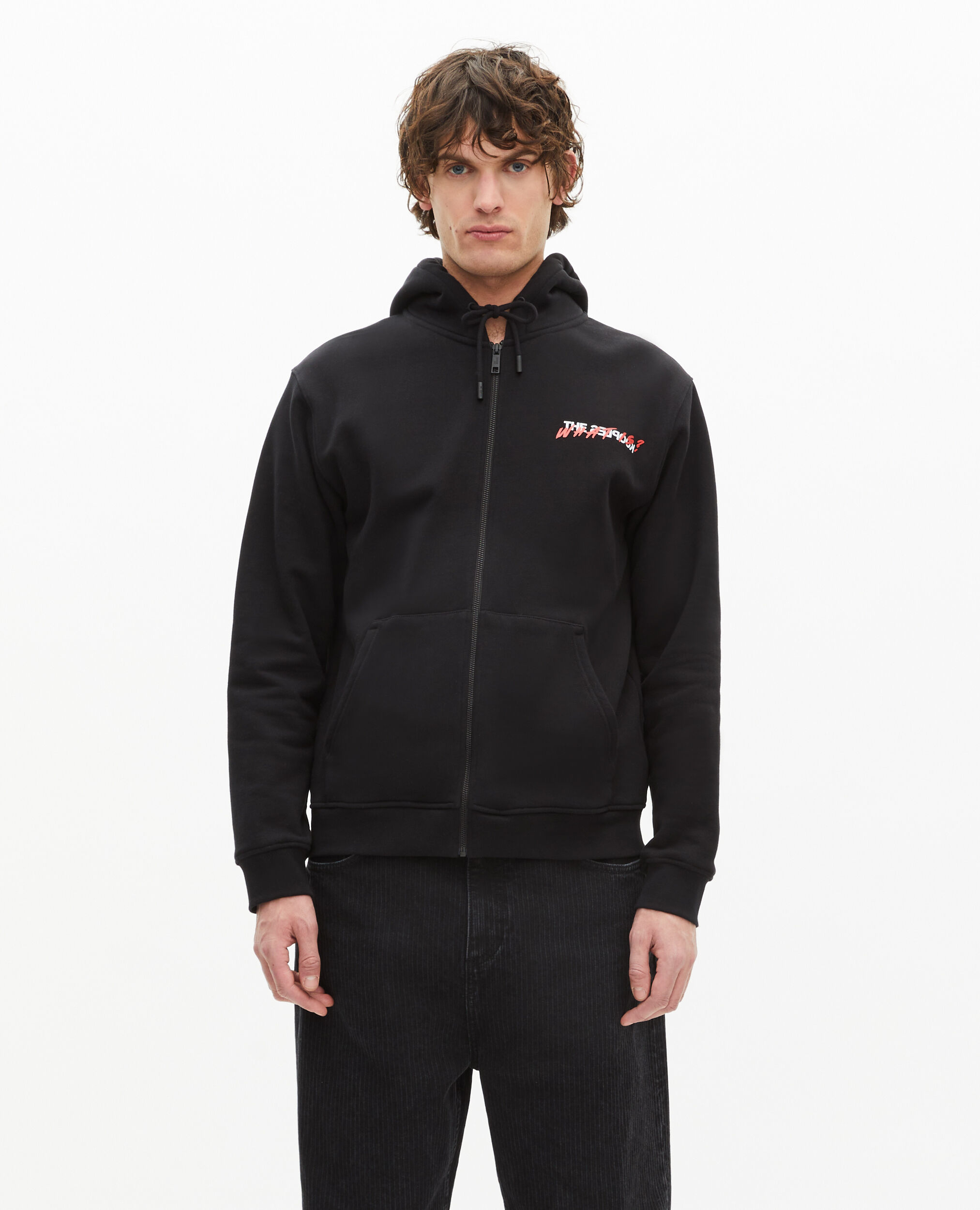 Sweatshirt zippé à capuche What is noir, BLACK, hi-res image number null