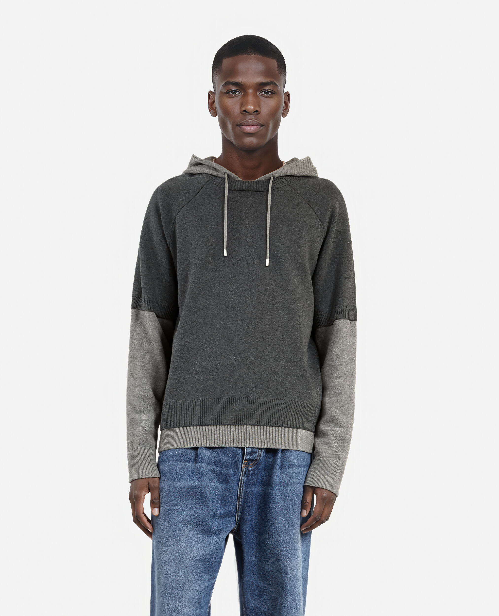 Pull en coton gris, MIDDLE GREY / ANTHRACITE, hi-res image number null
