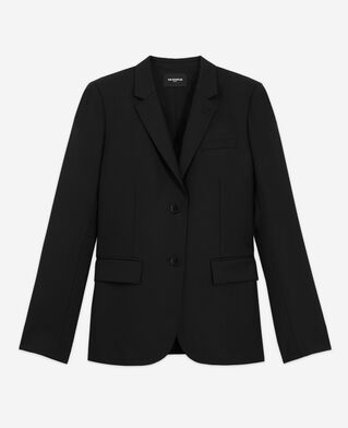The Kooples WOMEN BLACK black slim-fit wool suit jacket