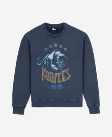 The Kooples HOMME WASHED NAVY sweatshirt avec sérigraphie logo bleu marine