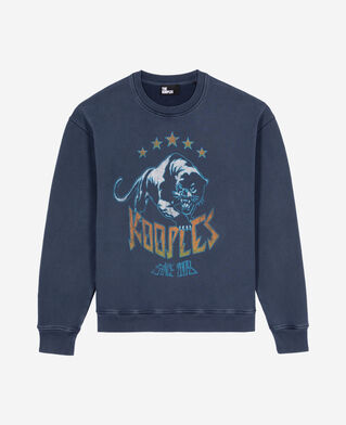 The Kooples HOMME WASHED NAVY sweatshirt avec sérigraphie logo bleu marine