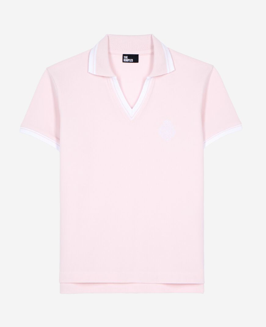 The Kooples FEMME LILA polo col v rose pâle