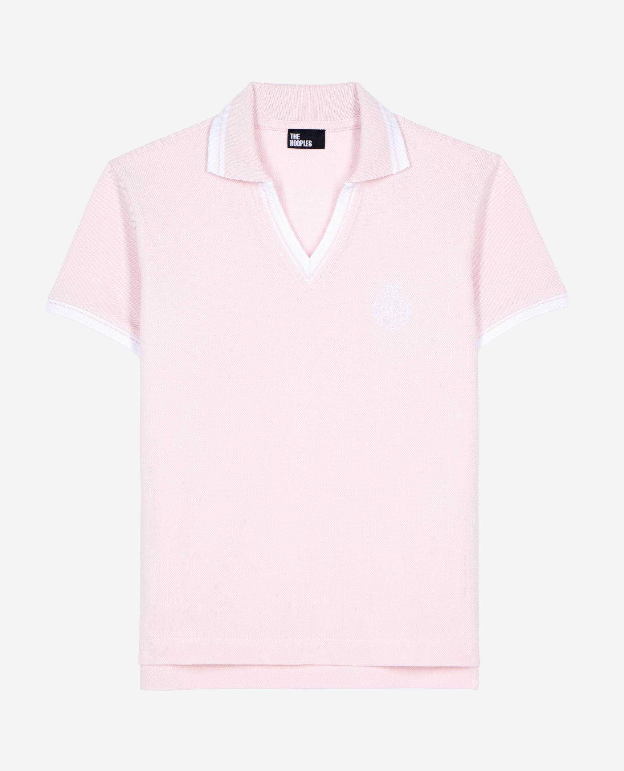Polo col V rose pâle, LILA, hi-res image number null