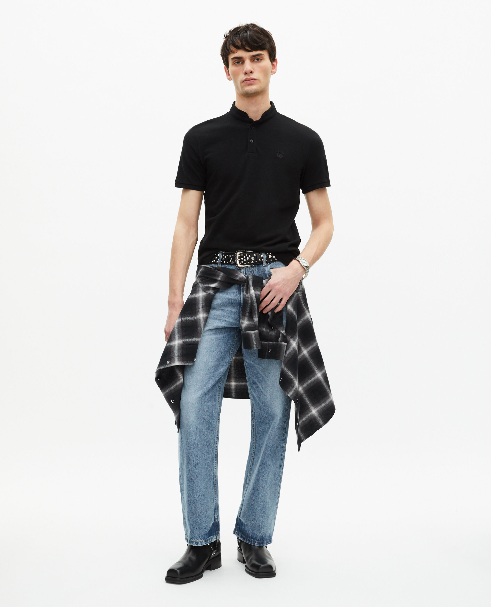 Polo en coton noir, BLACK, hi-res image number null