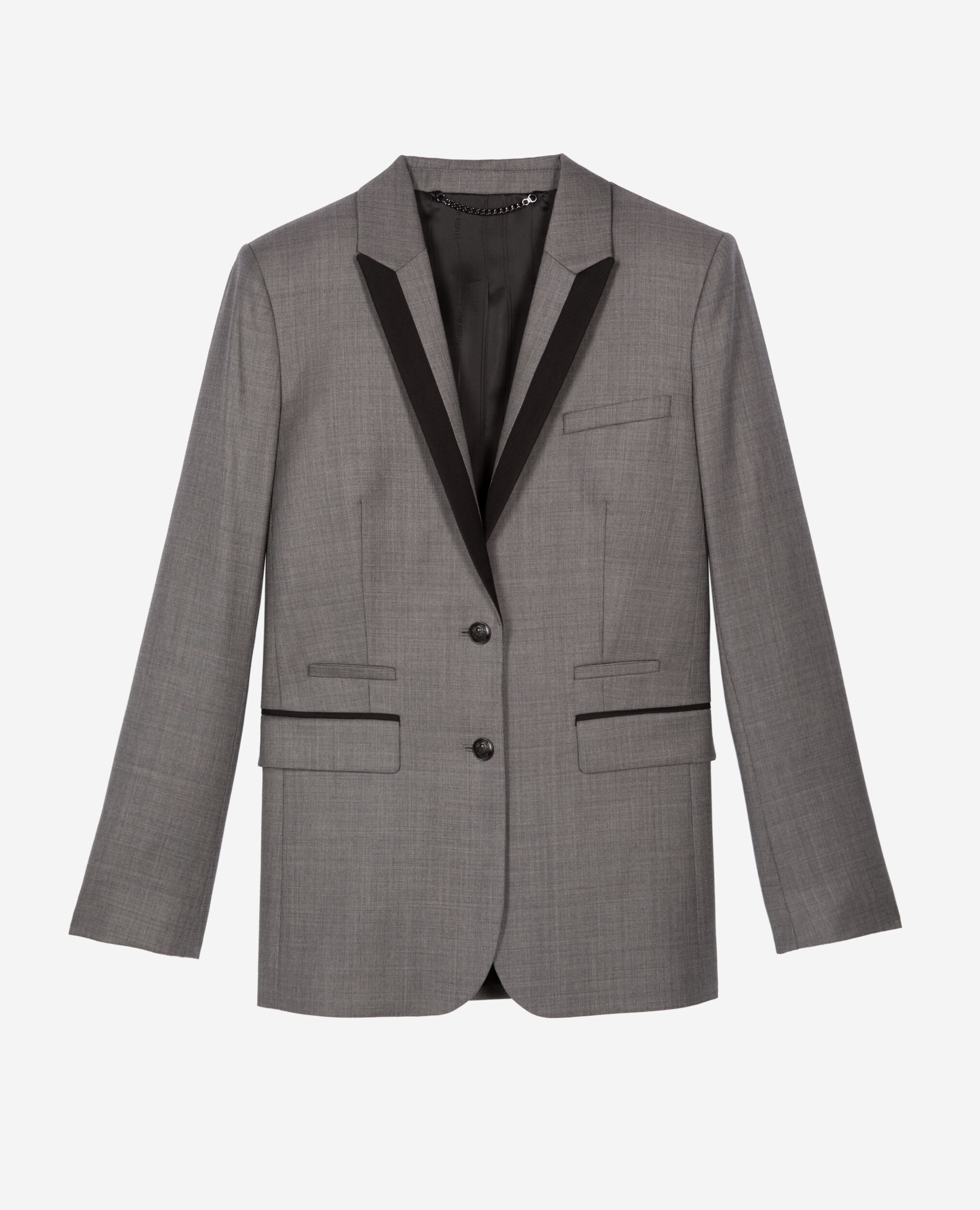Veste tailleur droite grise, DARK GREY, hi-res image number null