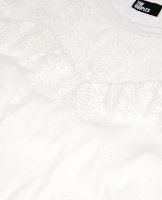 The Kooples WOMEN ECRU t-shirt with black ecru lace