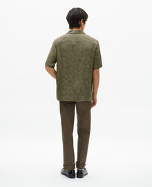 The Kooples HOMME OLIVE KAKI chemise manches courtes en jacquard kaki