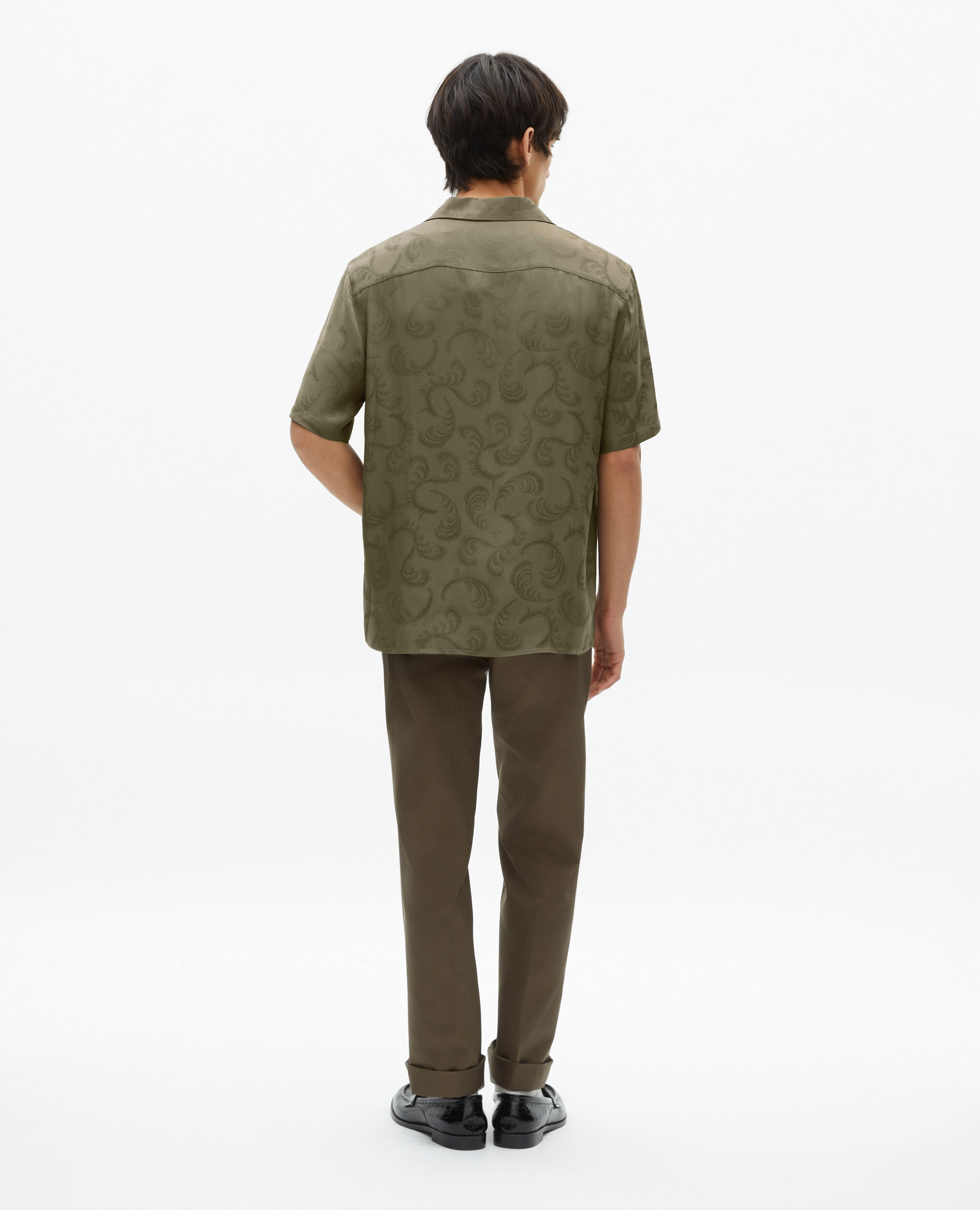 Chemise manches courtes en jacquard kaki, OLIVE KAKI, hi-res image number null