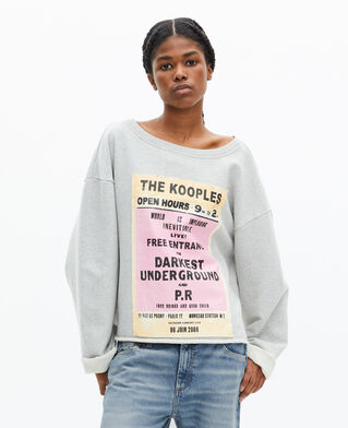 The Kooples WOMEN GREY MELANGE sweatshirt with gray screen print