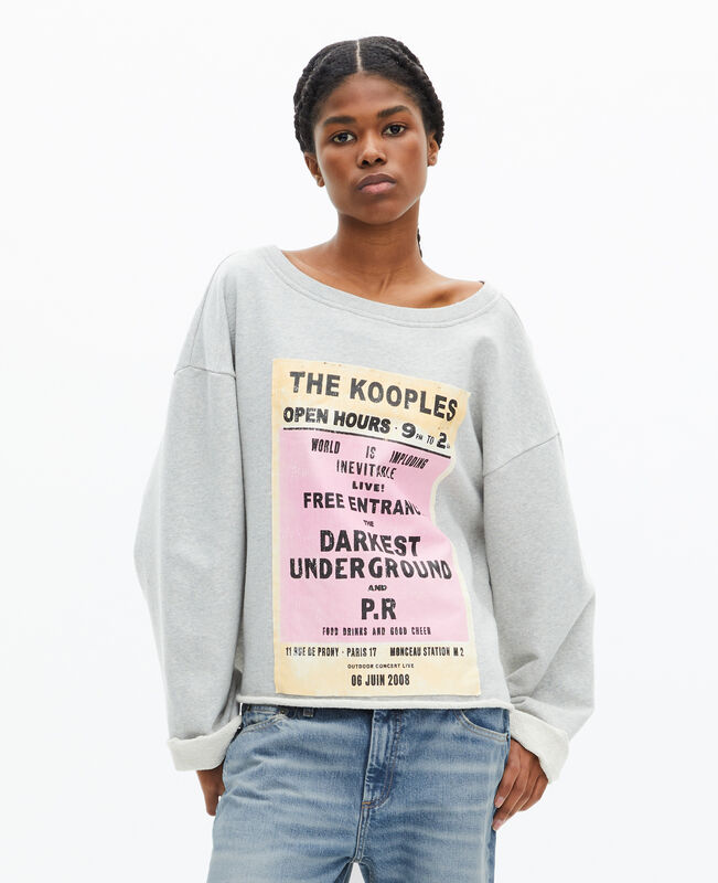 The Kooples FEMME GREY MELANGE sweatshirt avec sérigraphie gris