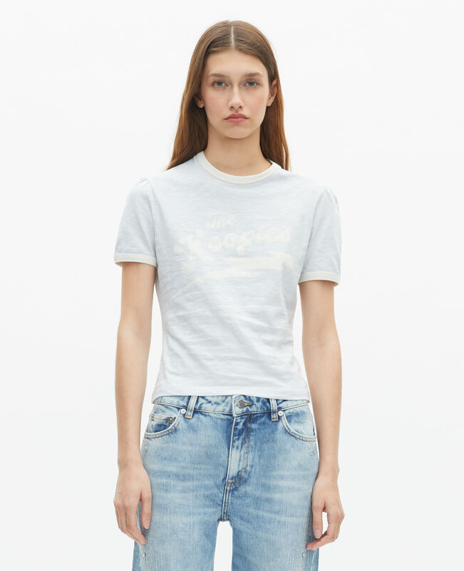 The Kooples FEMME LIGHT BLUE t-shirt avec sérigraphie bleu clair