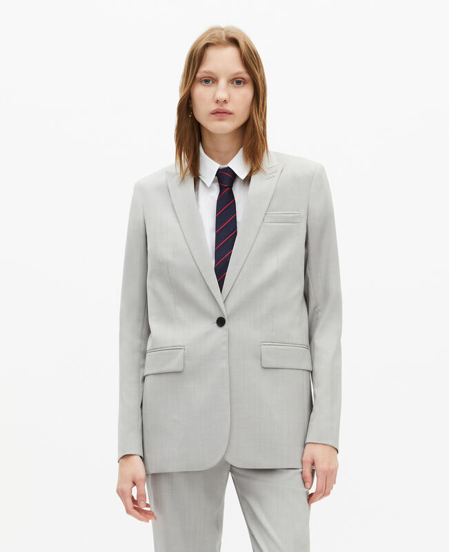 The Kooples FEMME BEIGE veste tailleur simple boutonnage grise
