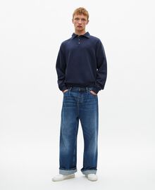 The Kooples HOMME DARK NAVY sweatshirt avec col polo bleu marine