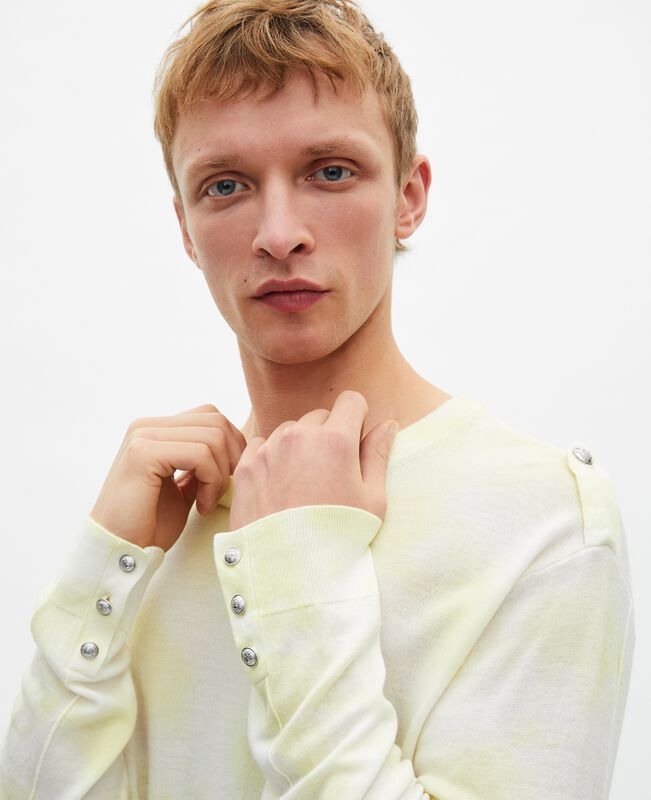 The Kooples HOMME YELLOW - ECRU pull en laine mérinos tie and dye jaune