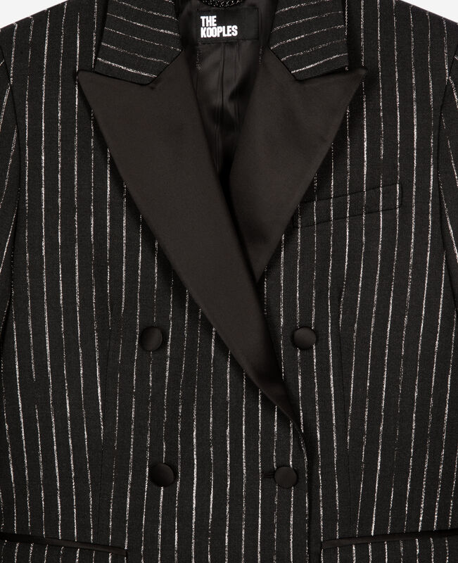The Kooples FEMME BLACK veste tailleur à rayures noire