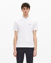 The Kooples HOMME WHITE / BLUE polo en coton piqué blanc