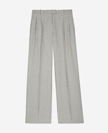 The Kooples FEMME BLANC / BLEU pantalon ample à rayures en coton et lin blanc