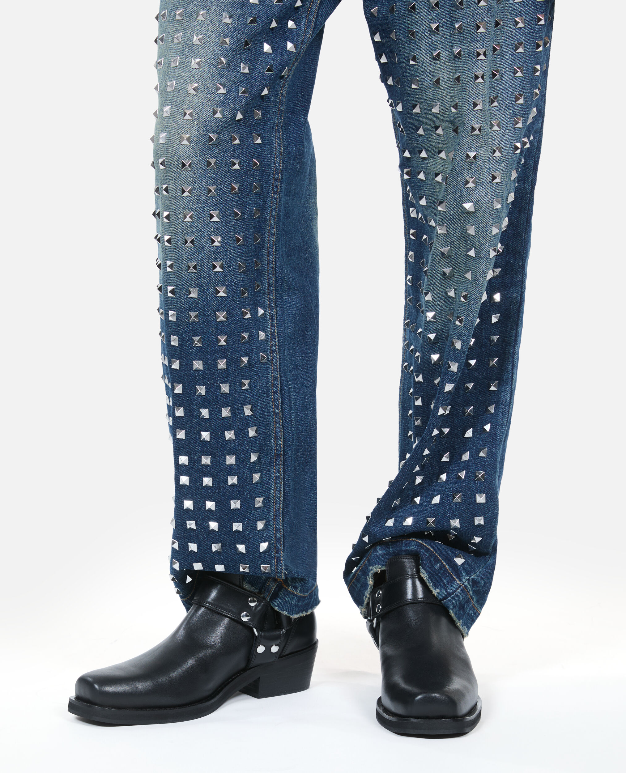 Bottines avec sangles en cuir noir, BLACK, hi-res image number null