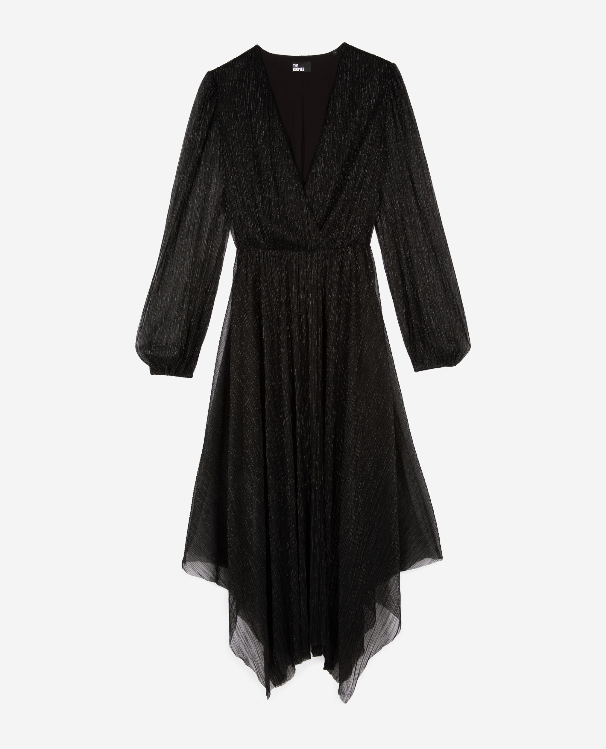 Robe longue plissée noire, BLACK, hi-res image number null