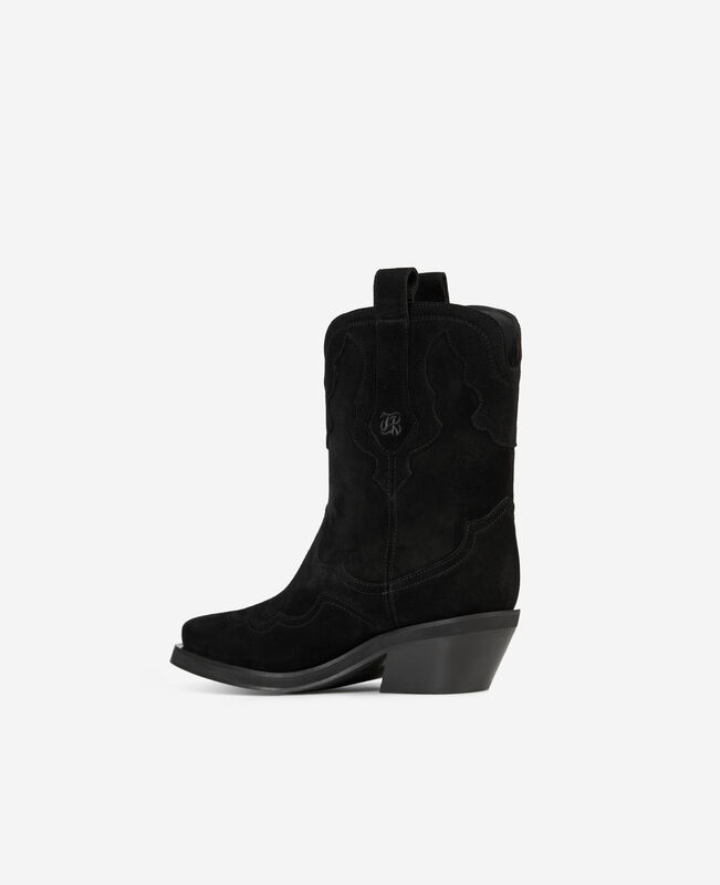 The Kooples FEMME BLACK bottes western en cuir suède noir