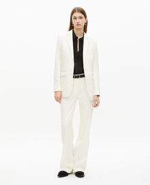 The Kooples FEMME ECRU veste tailleur en crêpe coupe droite écrue 