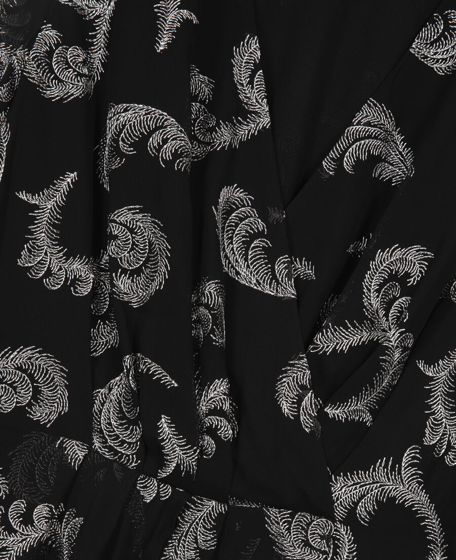 The Kooples FEMME BLACK / SILVER robe effet portefeuille courte noire