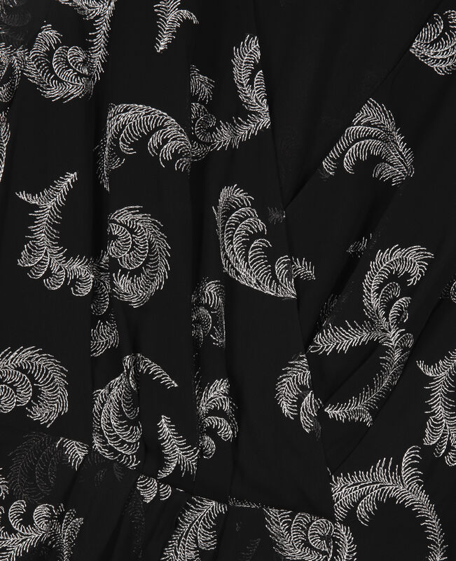 The Kooples FEMME BLACK / SILVER robe effet portefeuille courte noire