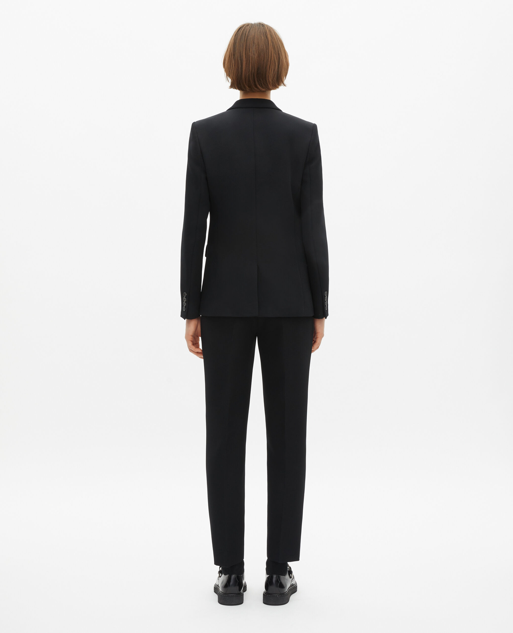 Veste tailleur en crêpe noire coupe structurée, BLACK, hi-res image number null