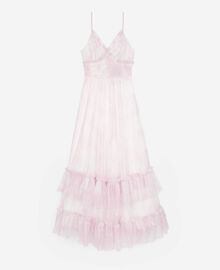 The Kooples FEMME WHITE - PINK robe longue en tulle imprimé rose pâle
