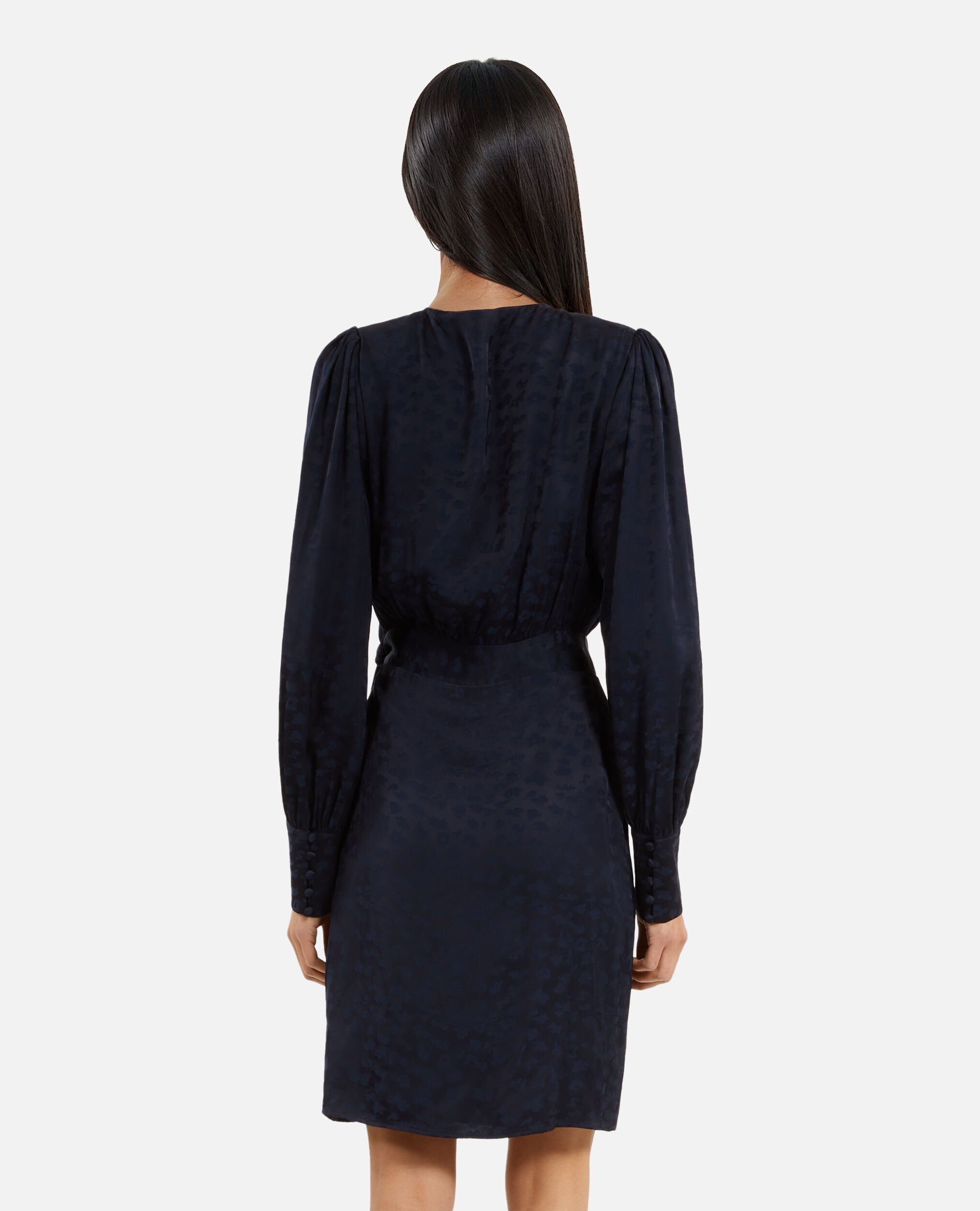 Robe courte portefeuille jacquard marine, NAVY, hi-res image number null