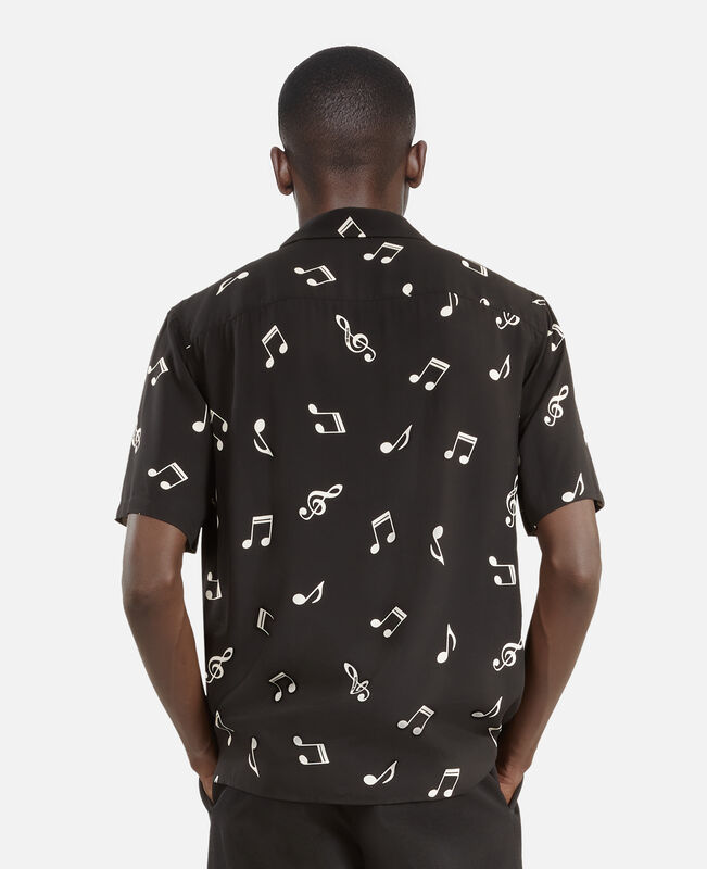 The Kooples HOMME BLACK WHITE chemise manches courtes imprimé musique