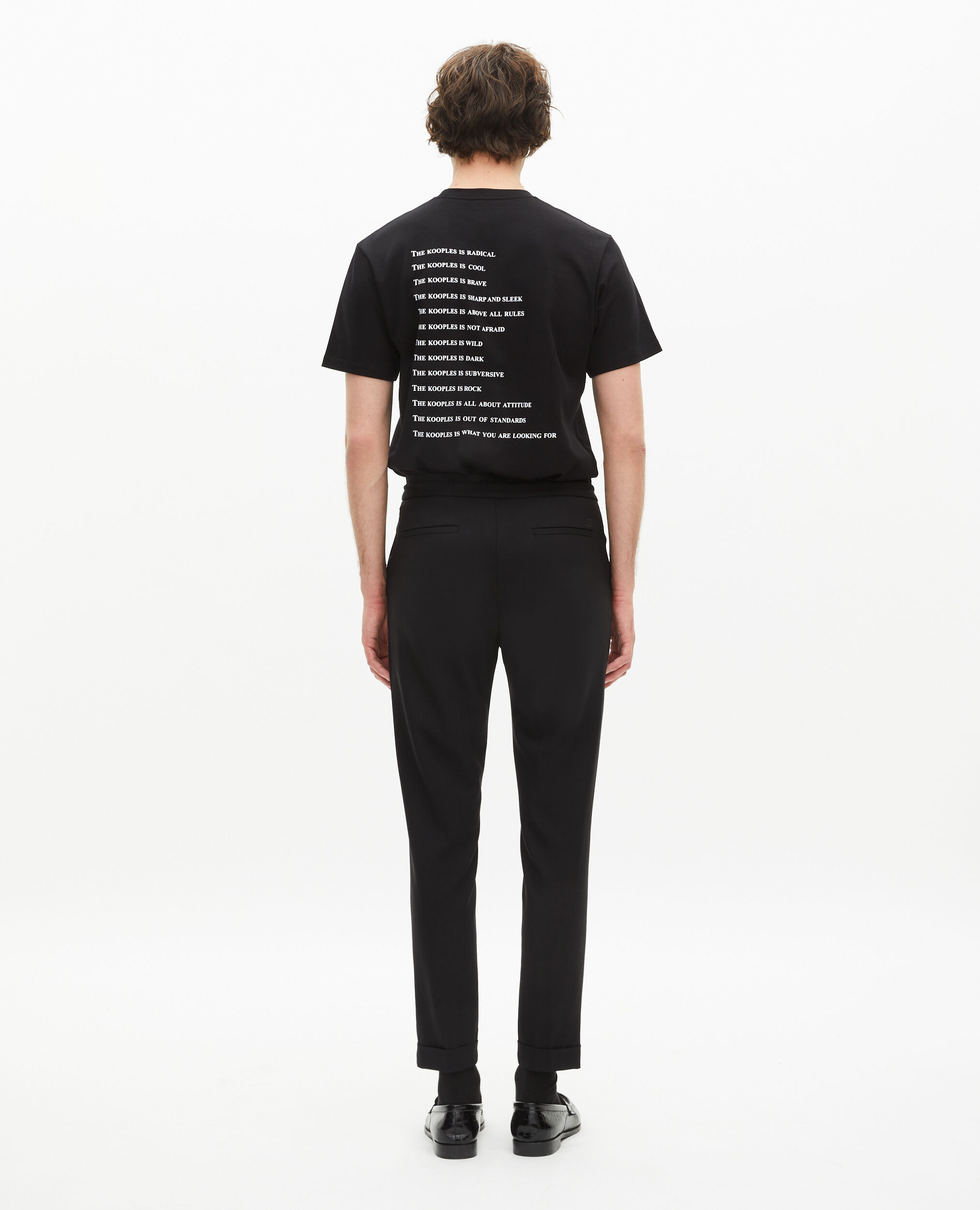 Pantalon en laine coupe droite noir , BLACK, hi-res image number null