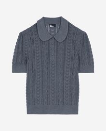 The Kooples FEMME ANTHRACITE pull manches courtes en laine mérinos gris