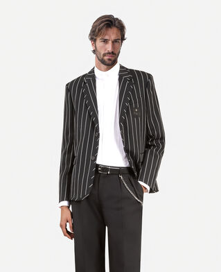 The Kooples HOMME BLACK WHITE veste à rayures noire